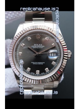 Rolex Datejust 41MM Cal.3135 Movement Swiss Replica Watch in 904L Steel Pearl Grey Dial 
