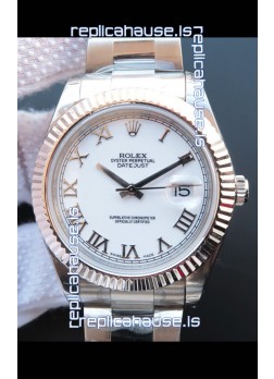 Rolex Datejust 41MM Cal.3135 Movement Swiss Replica Watch in 904L Steel Roman White Dial