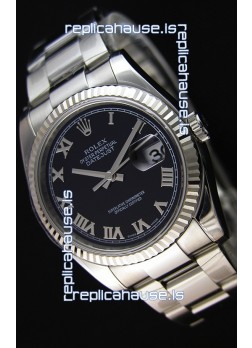 Rolex Datejust 36MM Cal.3135 Movement Swiss Replica Black Dial Oyster Strap - Ultimate 904L Steel Watch 