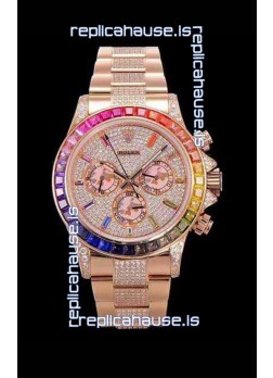 Rolex Daytona ICED OUT Rose Gold Watch Original Cal.4130 Movement - 1:1 Mirror 904L Steel Watch 