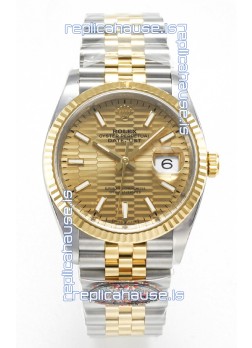 Rolex Super Clone Datejust ETA 3235 Movement 36MM Two Tone Yellow Gold Swiss Fluted Dial