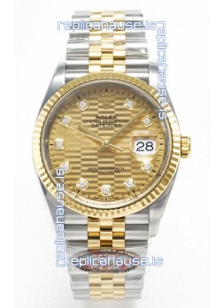 Rolex Super Clone Datejust ETA 3235 Movement 36MM Two Tone Yellow Gold Swiss Fluted Dial