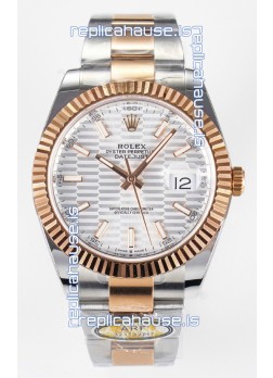 Rolex Super Clone Datejust ETA 3235 Movement 41MM Two Tone Rose Gold Plating Fluted Dial Watch