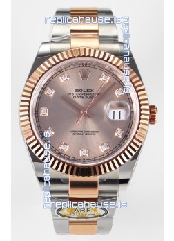 Rolex Super Clone Datejust ETA 3235 Movement 41MM Two Tone Rose Gold Plating Champange Dial Watch