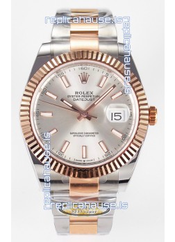 Rolex Super Clone Datejust ETA 3235 Movement 41MM Two Tone Rose Gold Plating Steel Dial Watch