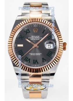 Rolex Super Clone Datejust ETA 3235 Movement 41MM Two Tone Rose Gold Plating Roman Dial Watch
