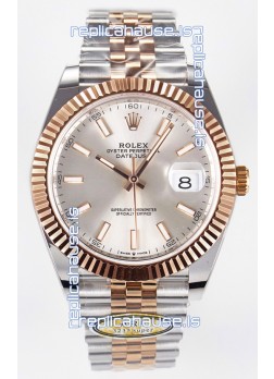 Rolex Super Clone Datejust ETA 3235 Movement 41MM Two Tone Rose Gold Plating Steel Dial Watch