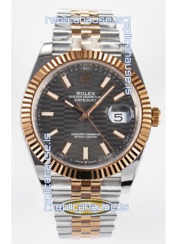 Rolex Super Clone Datejust ETA 3235 Movement 41MM Two Tone Rose Gold Plating Fluted Dial Watch