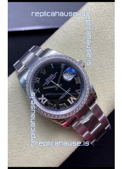 Rolex Datejust 36MM Swiss 1:1 Mirror Replica in 904L Black Dial