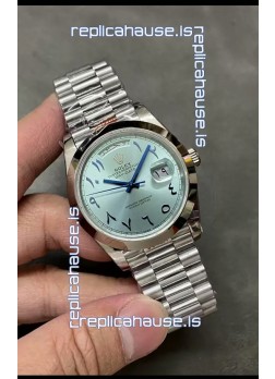 Rolex Day Date Presidential Stainless Steel ICE Blue Arab Dial Watch 40MM - 1:1 Mirror Quality
