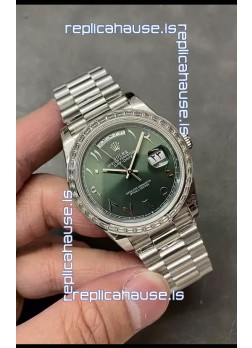 Rolex Day Date Presidential Stainless Steel Olive Green Arab Dial Watch 40MM - 1:1 Mirror Quality