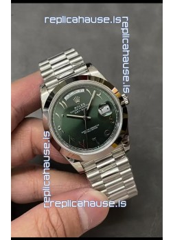 Rolex Day Date Presidential Stainless Steel Olive Green Arab Dial Watch 40MM - 1:1 Mirror Quality