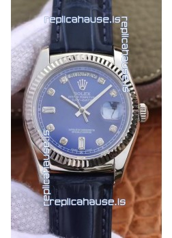 Rolex Day Date 904L Steel Casing Watch in Blue Dial 36MM - 1:1 Mirror Quality 