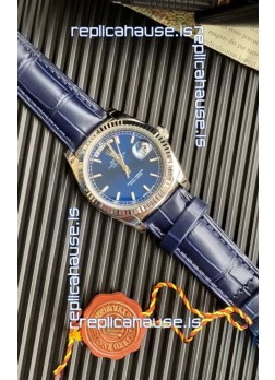 Rolex Day Date 904L Steel Casing Watch in Blue Dial 36MM - 1:1 Mirror Quality 