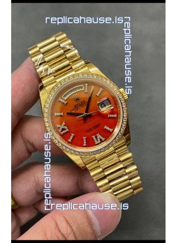 Rolex Day Date Carnelian 18K Yellow Gold Watch 36MM - 1:1 Mirror Replica Watch 
