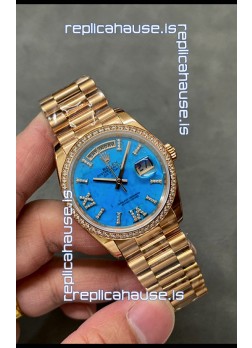 Rolex Day Date Turquoise Set 18K Yellow Gold Watch 36MM - 1:1 Mirror Replica Watch 