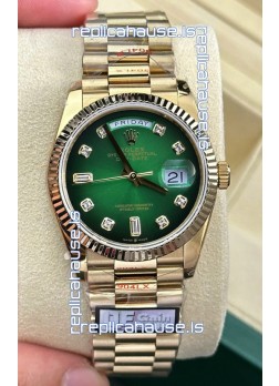 Rolex Day Date Super Clone 18K Yellow Gold Watch 36MM - Green Dial 1:1 Mirror Replica Watch 