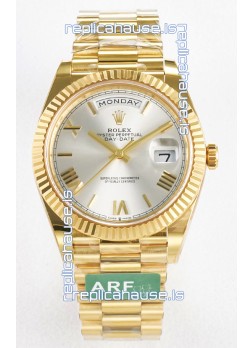 Rolex Day Date Super Clone 18K Yellow Gold Watch 40MM - Steel Dial 1:1 Mirror Quality