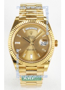 Rolex Day Date Super Clone 18K Yellow Gold Watch 40MM - Gold Dial 1:1 Mirror Quality