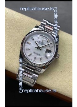 Rolex Day Date Super Clone 904L Stainless Steel Watch 40MM - Mother of Pearl Dial Mirror Quality 