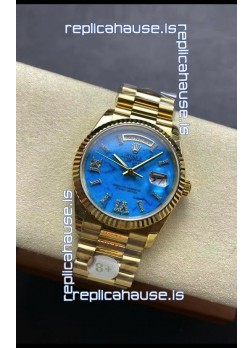 Rolex Day Date Turquoise Set 18K Yellow Gold Watch 36MM - 1:1 Mirror Replica Watch 