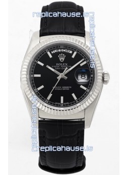 Rolex Day Date 904L Steel Casing Watch in Black Dial 36MM - 1:1 Mirror Quality