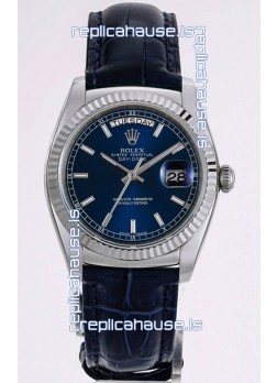 Rolex Day Date 904L Steel Casing Watch in Blue Dial 36MM - 1:1 Mirror Quality