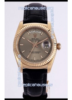 Rolex Day Date Rose Gold 904L Steel Casing Watch in Gold Dial 36MM - 1:1 Mirror Quality