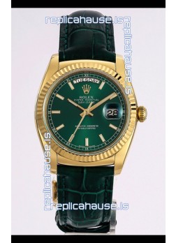 Rolex Day Date Yellow Gold 904L Steel Casing Watch in Green Dial 36MM - 1:1 Mirror Quality