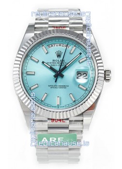 Rolex Day Date 904L Stainless Steel Tiffany Blue Stick Dial Watch 40MM - 1:1 Mirror Quality