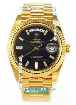 Rolex Day Date Presidential 18K Yellow Gold Watch 40MM - Black Dial 1:1 Mirror Quality