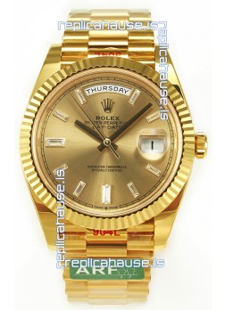 Rolex Day Date Presidential 18K Yellow Gold Watch 40MM - Gold Diamonds Dial 1:1 Mirror Quality