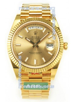 Rolex Day Date Presidential 18K Yellow Gold Watch 40MM - Gold Stick Dial 1:1 Mirror Quality