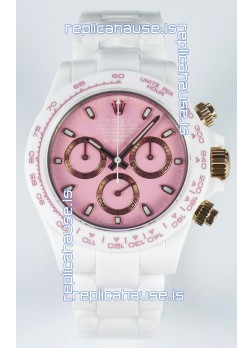 Rolex Daytona AET Remould Pink Dial Full Ceramic Strap Watch in Cal.4130 Movement