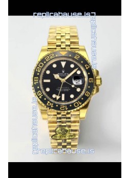 Rolex GMT Masters II Super Clone M12718 Yellow Black Dial Swiss Replica Watch 