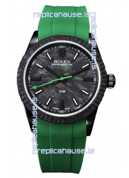 Rolex Milgauss DiW Black Carbon Casing Watch - ETA2836 Automatic Movement in Green Strap 