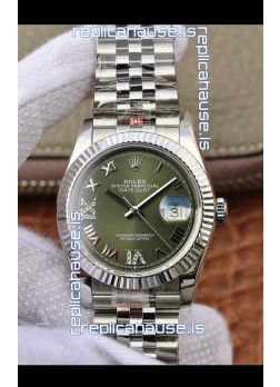 Rolex Datejust 36MM ETA-3135 Movement Swiss Replica in 904L Steel in Green Dial 