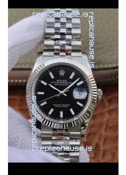 Rolex Datejust 36MM ETA-3135 Movement Swiss Replica in 904L Steel in Black Dial 