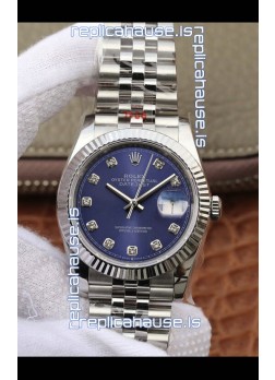 Rolex Datejust 36MM ETA-3135 Movement Swiss Replica in 904L Steel in Blue Dial 