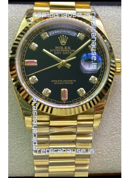 Rolex Day Date 128238 Presidential 18K Yellow Gold Watch 36MM - Black Dial 1:1 Mirror Quality Watch