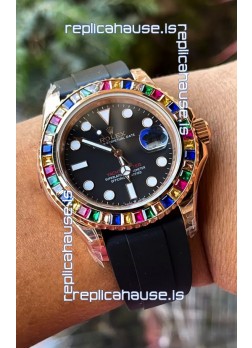 Rolex Yachtmaster 116695 Everose Gold Diamonds Cal.3235 Swiss 1:1 Ultimate 904L Steel Watch