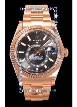 Rolex Sky-Dweller REF# 336235 Slate Dial Watch in Rose Gold 904L Steel Case 1:1 Mirror Replica