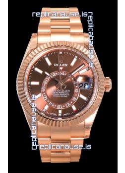 Rolex Sky-Dweller REF# 336235 Brown Dial Watch in Rose Gold 904L Steel Case 1:1 Mirror Replica