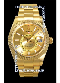 Rolex Sky-Dweller REF# 336235 Gold Dial Watch in Yellow Gold 904L Steel Case 1:1 Mirror Replica