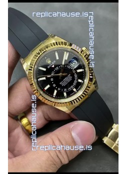 Rolex Sky-Dweller REF# M336235 Black Dial Yellow Gold Watch in 904L Steel Case 1:1 Mirror Replica