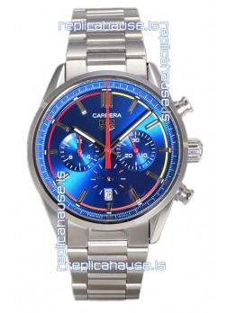 Tag Heuer Carrera Chronograph 42 Swiss Quartz Replica Watch Blue Dial Steel Strap 