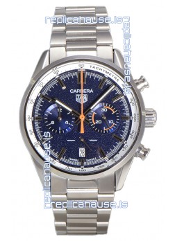 Tag Heuer Carrera Chronograph 43 Swiss Quartz Replica Watch Blue Dial Steel Strap 