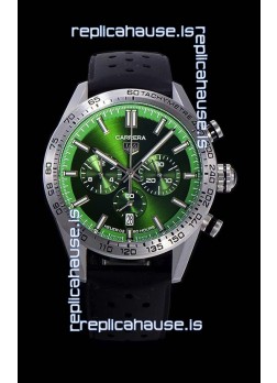 Tag Heuer Carrera Swiss Quartz Movement Replica Watch in Green Dial - Black Rubber Strap