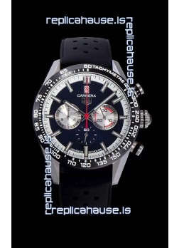 Tag Heuer Carrera Swiss Quartz Movement Replica Watch in Black Dial - Black Rubber Strap