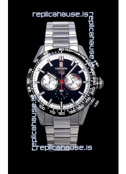Tag Heuer Carrera Swiss Quartz Movement Replica Watch in Black Dial - Stainless Steel Strap